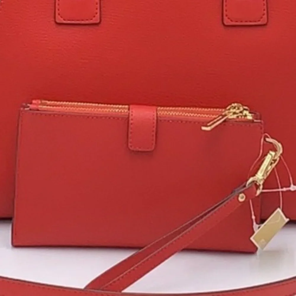 Michael Kors Large Double Zip Wristlet Leather Flame Color - Picture 14 of 16